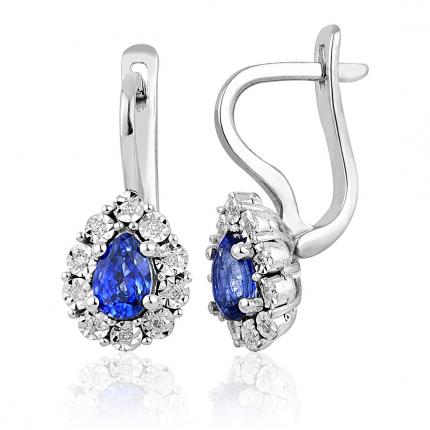 1.52 ct. Pırlanta Safir Küpe